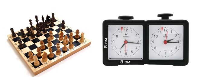 Набор шахматный (шахматы, часы) - фото - 1