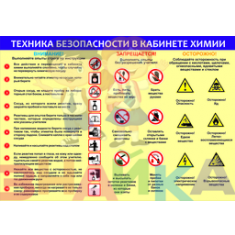 Таблица демонстрационная "Правила техники безопасности в кабинете химии" - фото - 1